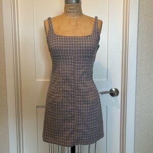 Seersucker plaid mini dress